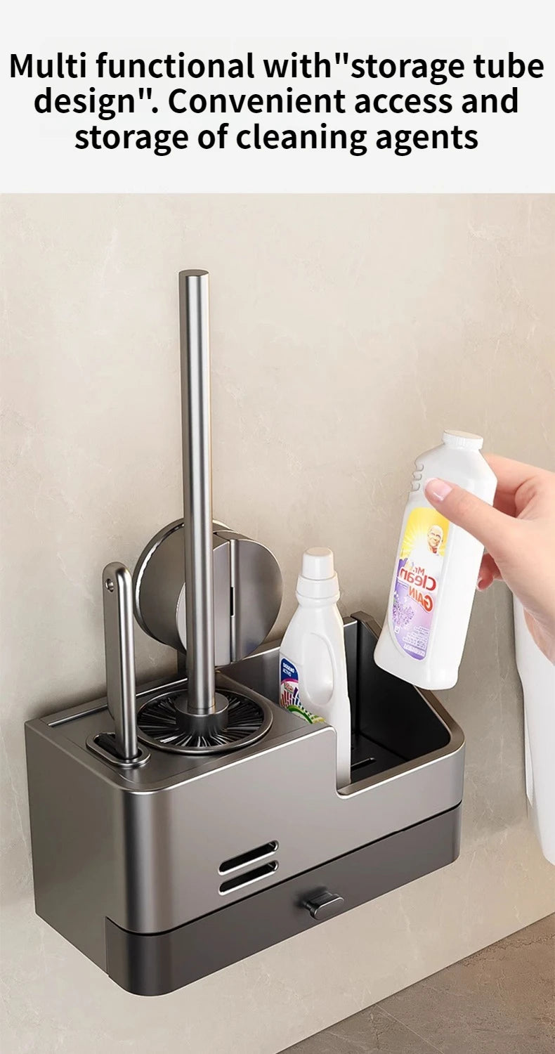Wall-mounted bathroom storage rack with suction cups and toilet brush from 𝕄𝕔 𝕋𝕙𝕖 𝔹𝕝𝕒𝕔𝕜 𝔻𝕚𝕒𝕞�
