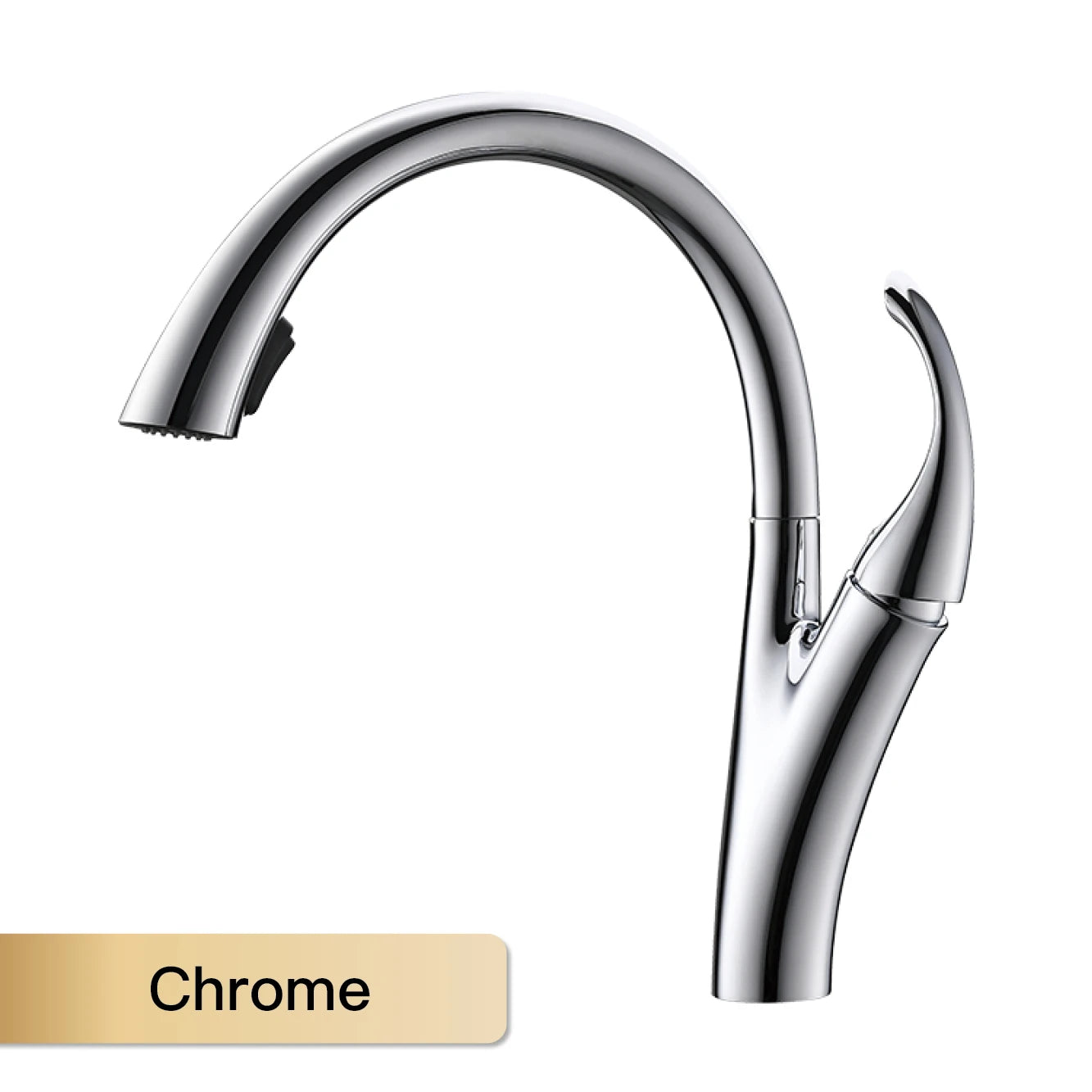 Modern black brass kitchen faucet with single handle, pull-out spout, hot and cold water, sleek design by MC THE BLACK DIAMOND