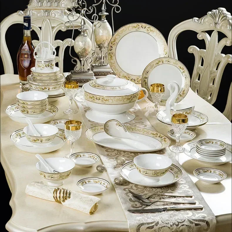 Luxury Golden Bone China ceramic dinner plates set by 𝕄𝕔 𝕋𝕙𝕖 𝔹𝕝𝕒𝕔𝕜 𝔻𝕚𝕒𝕞𝕠�