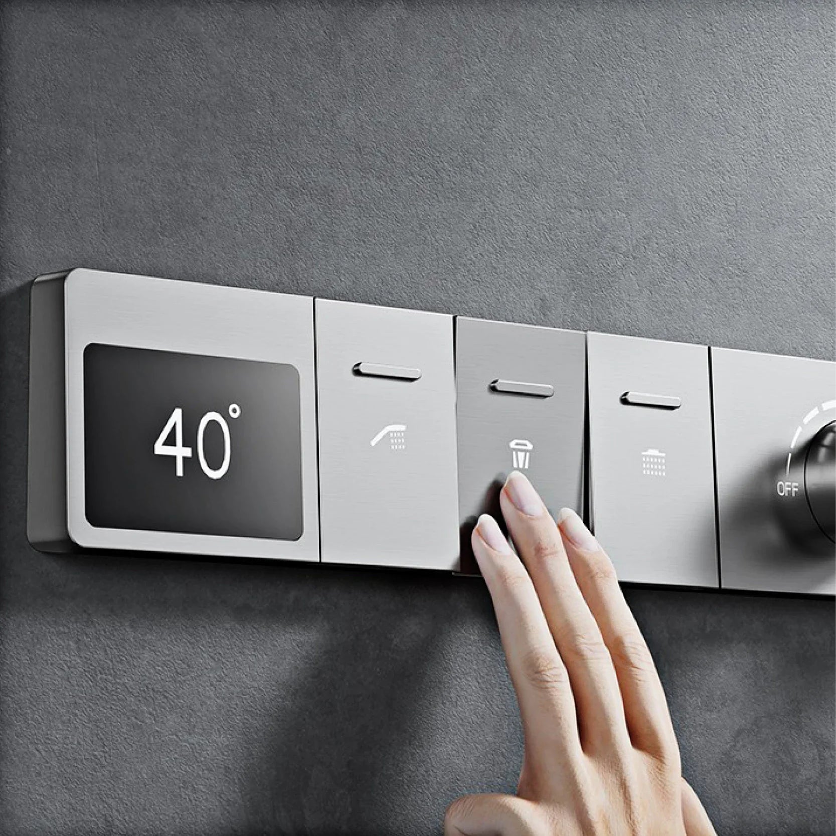 Luxury brass gun gray ceiling shower system with LED digital display, hot and cold water control, embedded bathroom faucet by 𝕄𝕔 𝕋𝕙𝕖 𝔹𝕝𝕒𝕔𝕜 𝔻�