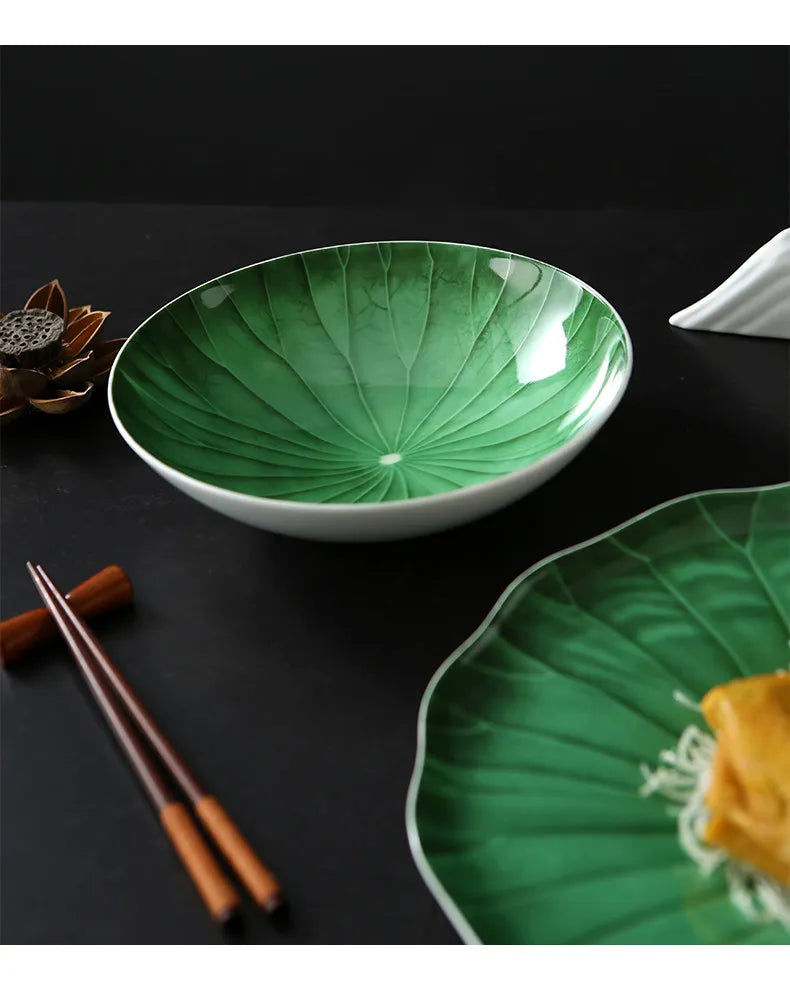 Unique Green Lotus Leaf Plate H