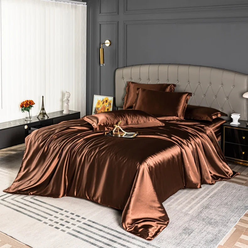 Black satin duvet cover from 𝕄𝕔 𝕋𝕙𝕖 𝔹𝕝𝕒𝕔𝕜 𝔻𝕚𝕒𝕞𝕠𝕟𝕕