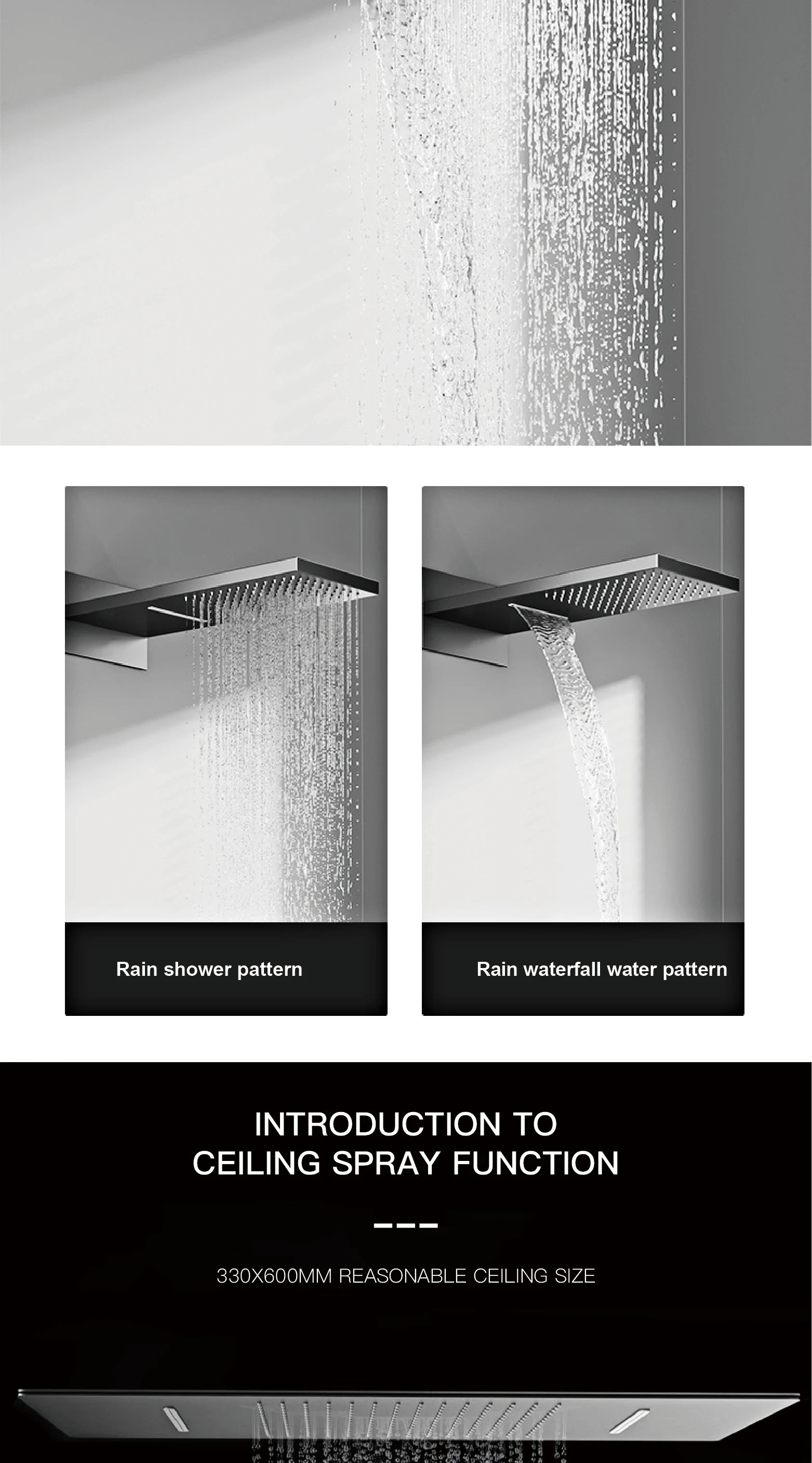 Luxury gold LED digital shower system with constant temperature control, bath mixer, and embedded ceiling hot and cold water functions.