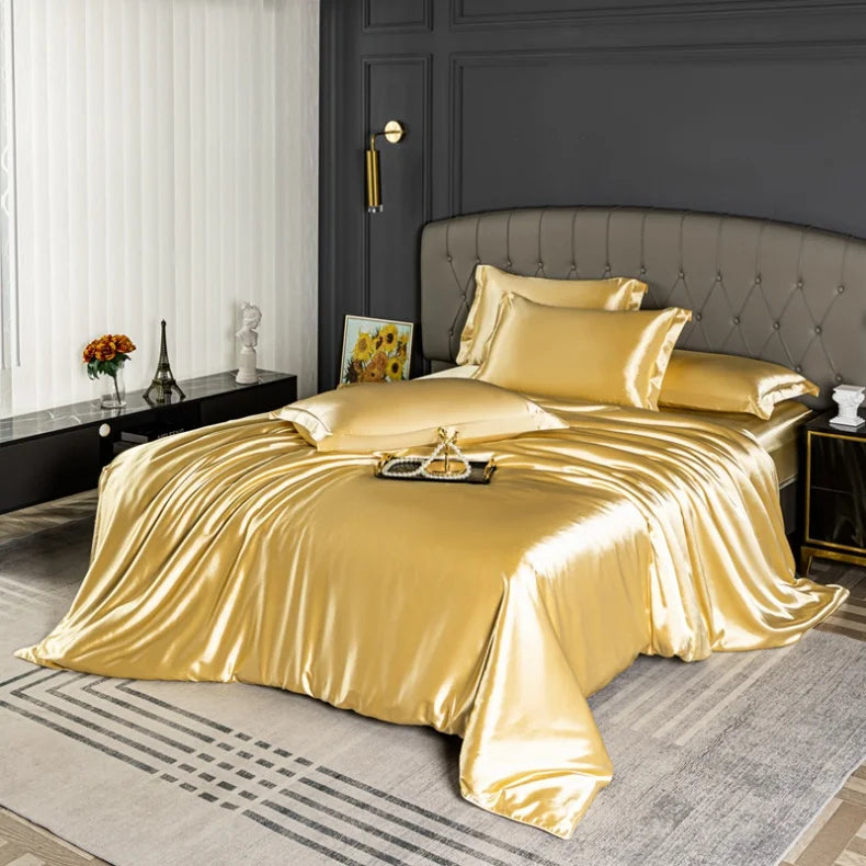 Black satin duvet cover from 𝕄𝕔 𝕋𝕙𝕖 𝔹𝕝𝕒𝕔𝕜 𝔻𝕚𝕒𝕞𝕠𝕟𝕕