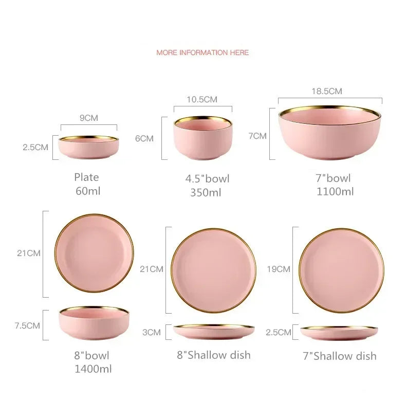 Gilt rim pink porcelain dinner plate from 𝕄𝕔 𝕋𝕙𝕖 𝔹𝕝𝕒𝕔𝕜 𝔻𝕚𝕒𝕞𝕠𝕟