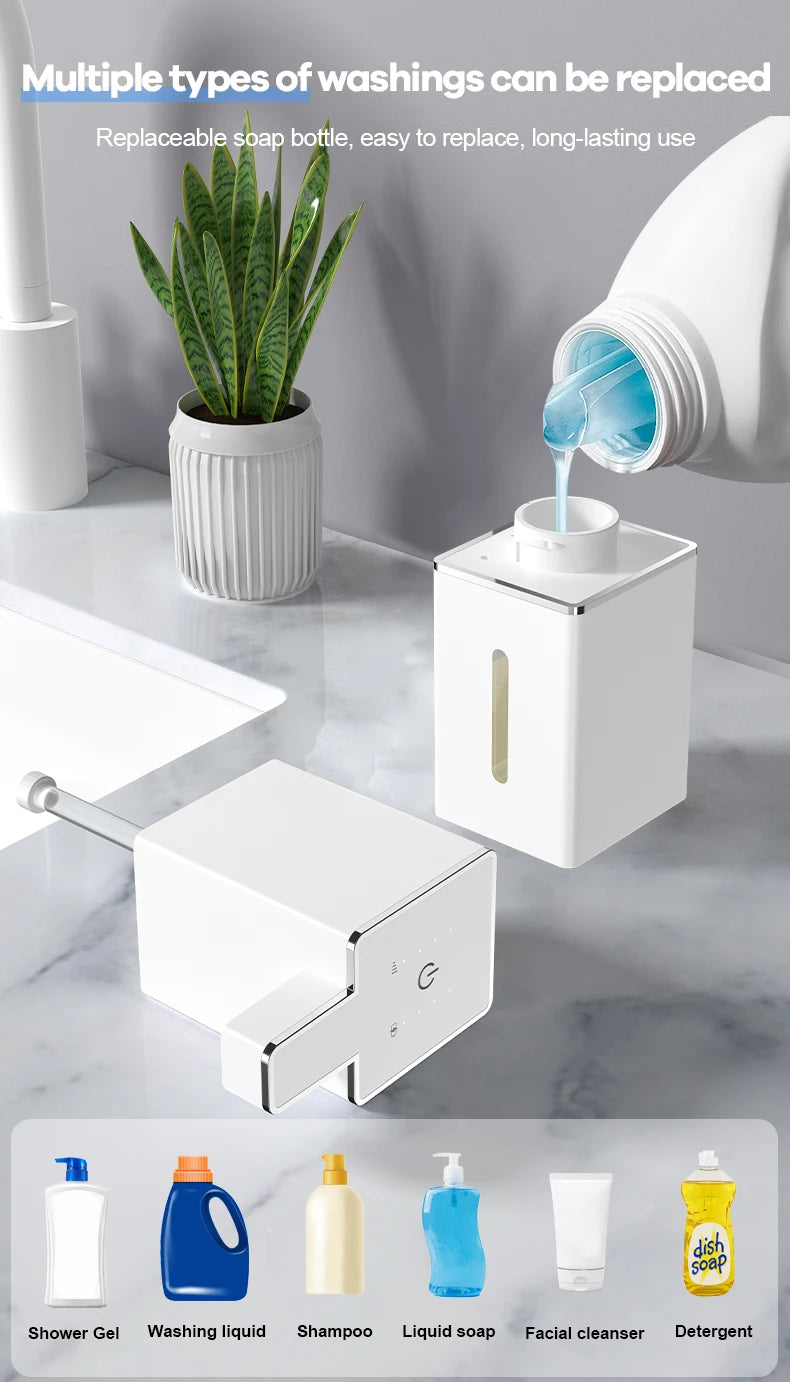 Wall-mounted MC THE BLACK DIAMOND touchless soap dispenser for kitchen and bathroom with automatic sensor and hand washing feature.