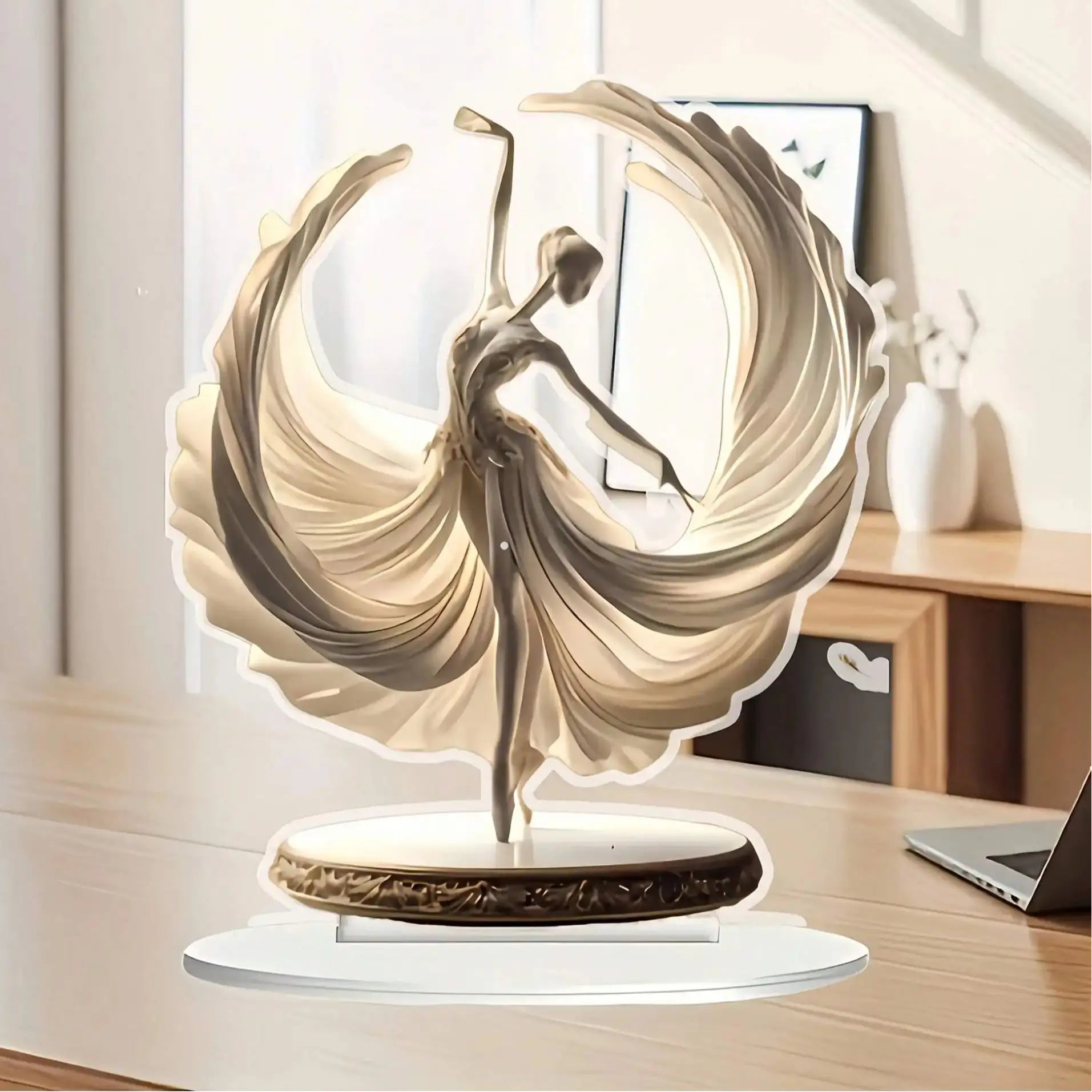 Crystal ballet dancer statue for home decor, featuring a classic design by MC THE BLACK DIAMOND, displayed on a neutral background.