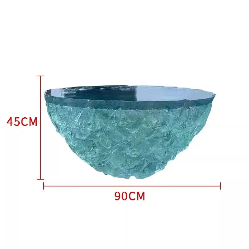 Transparent resin coffee table by MC THE BLACK DIAMOND featuring a modern floor ornament design and sleek, clear surface.