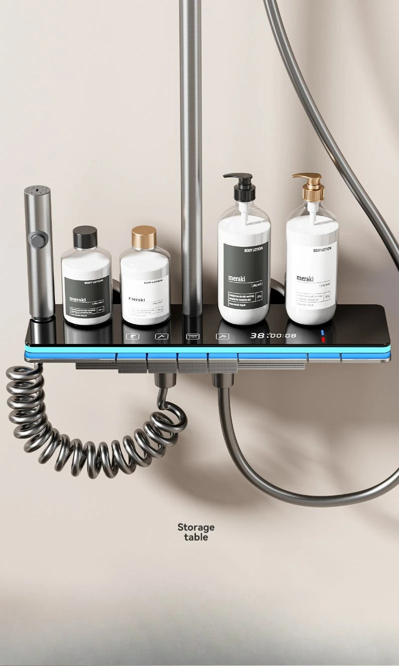 Grey four-mode digital shower system by 𝕄𝕮 𝕋𝕙𝕖 𝔹𝕝𝕒𝕔𝕜 𝔻𝕚𝕒𝕞𝕠𝕟�