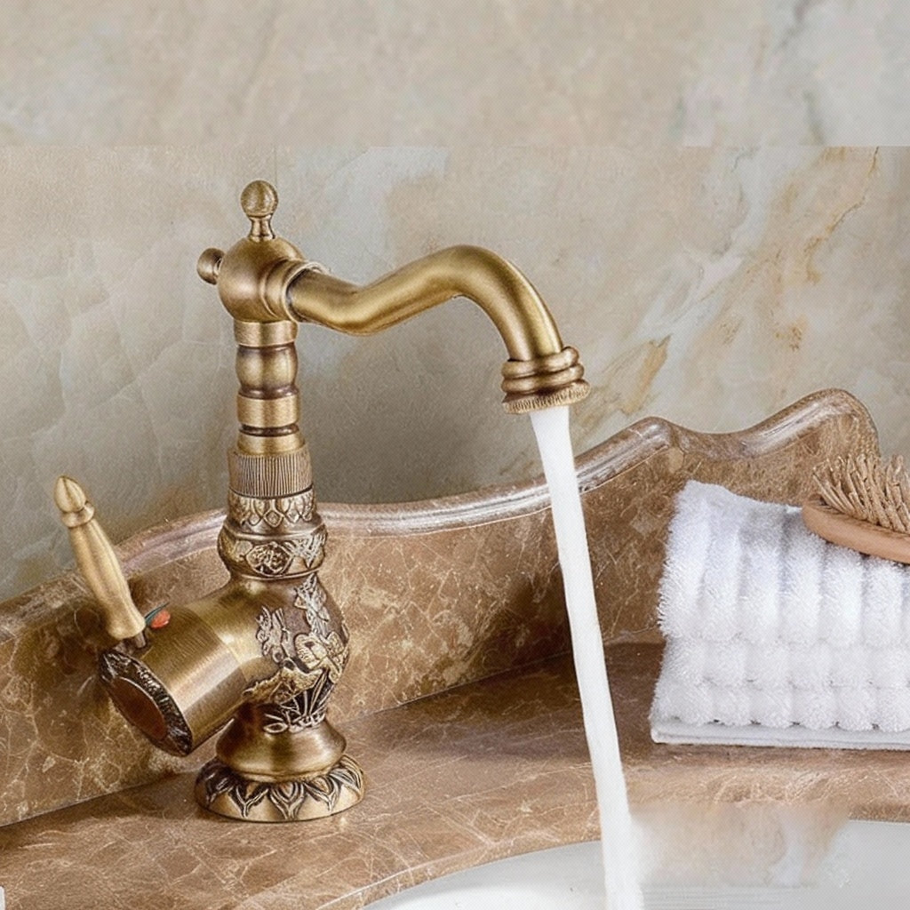Antique bronze copper deck-mounted kitchen and bathroom basin faucet with hot and cold water mixer by 𝕄𝕔 𝕋𝕙𝕖 𝔹𝕝𝕒𝕔𝕜 𝔻𝕚�