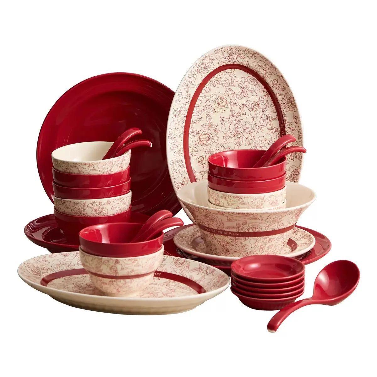 Red retro ceramic dinner plate and bowl set by 𝕄𝕔 𝕋𝕙𝕖 𝔹𝕝𝕒𝕔𝕜 𝔻𝕚𝕒𝕞𝕠�
