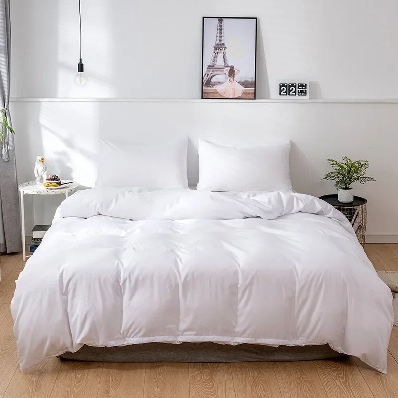 Nordic solid color sanding duvet cover from MC The Black Diamonds, soft bedsheet with a smooth, matte finish in a neutral shade.