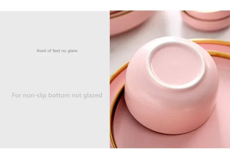 Gilt rim pink porcelain dinner plate from 𝕄𝕔 𝕋𝕙𝕖 𝔹𝕝𝕒𝕔𝕜 𝔻𝕚𝕒𝕞𝕠𝕟