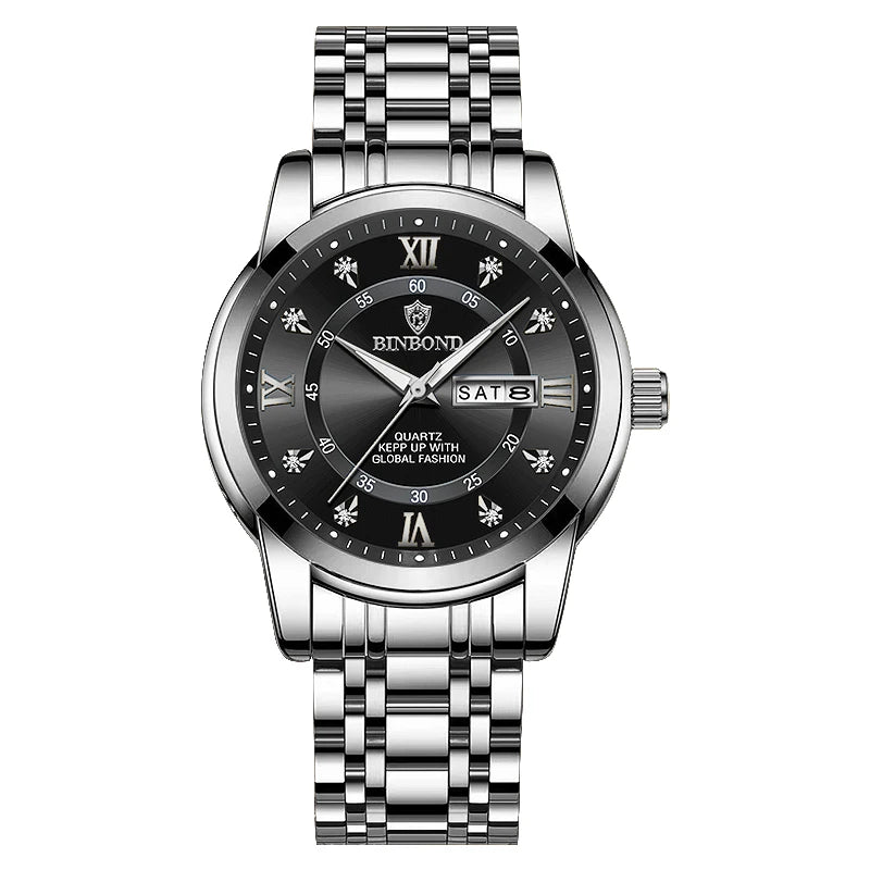 Luxury MC The Black Diamond diver watch for men, 30ATM waterproof sport watch with date, stylish jewelry timepiece.