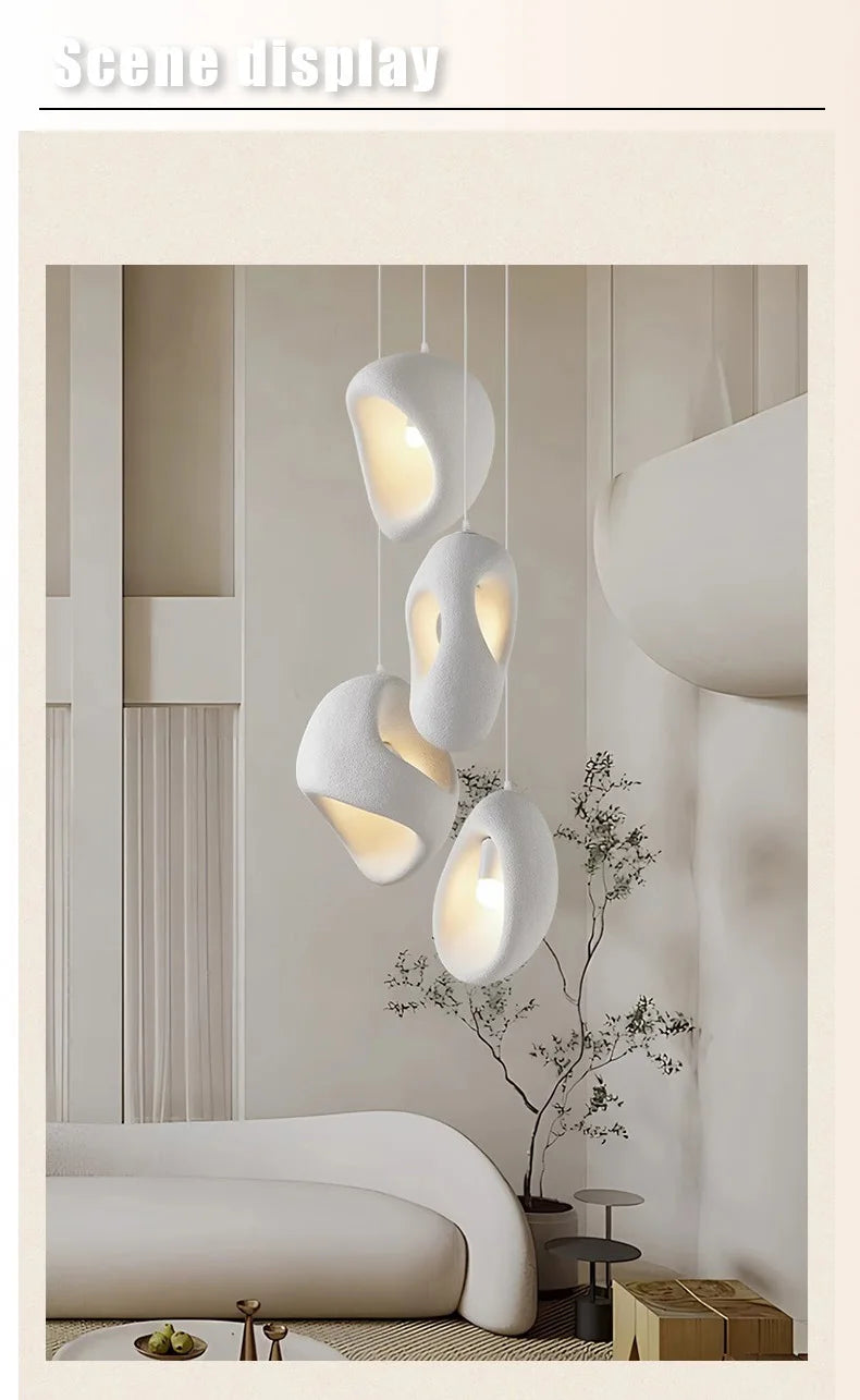 Nordic Villa Stairs Wabi Sabi MC THE BLACK DIAMOND E27 LED Pendant Light hanging over staircase with rustic design