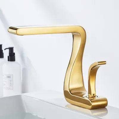 Luxury white gold bathroom mixer tap by MC THE BLACK DIAMOND, brass wash basin faucet with hot and cold water, retro-style single hole sink faucet