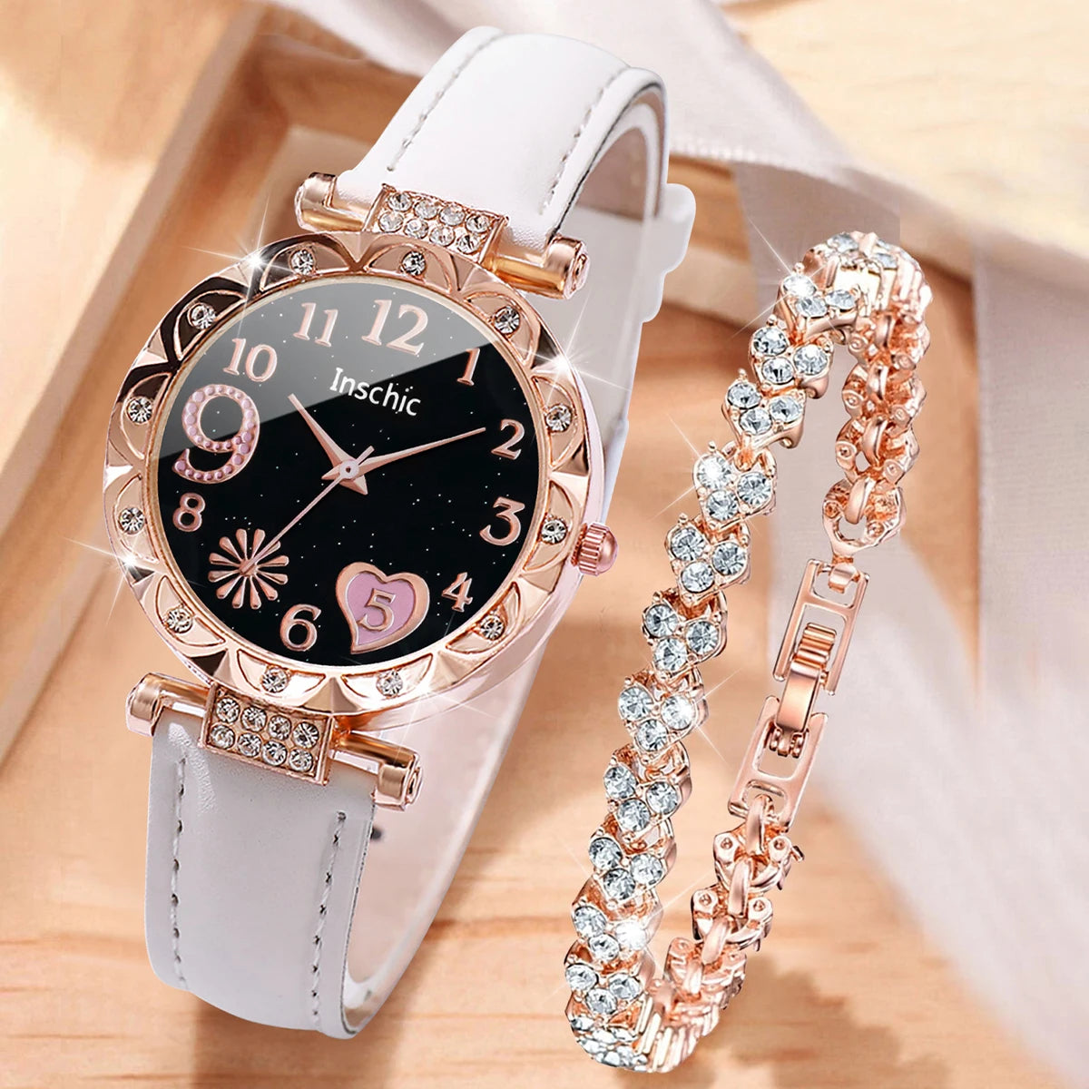 Set of 2/4/6 PCS fashion rhinestone women's watches by 𝕄𝕔 𝕋𝕙𝕖 𝔹𝕝𝕒𝕔𝕜 𝔻𝕚𝕒�