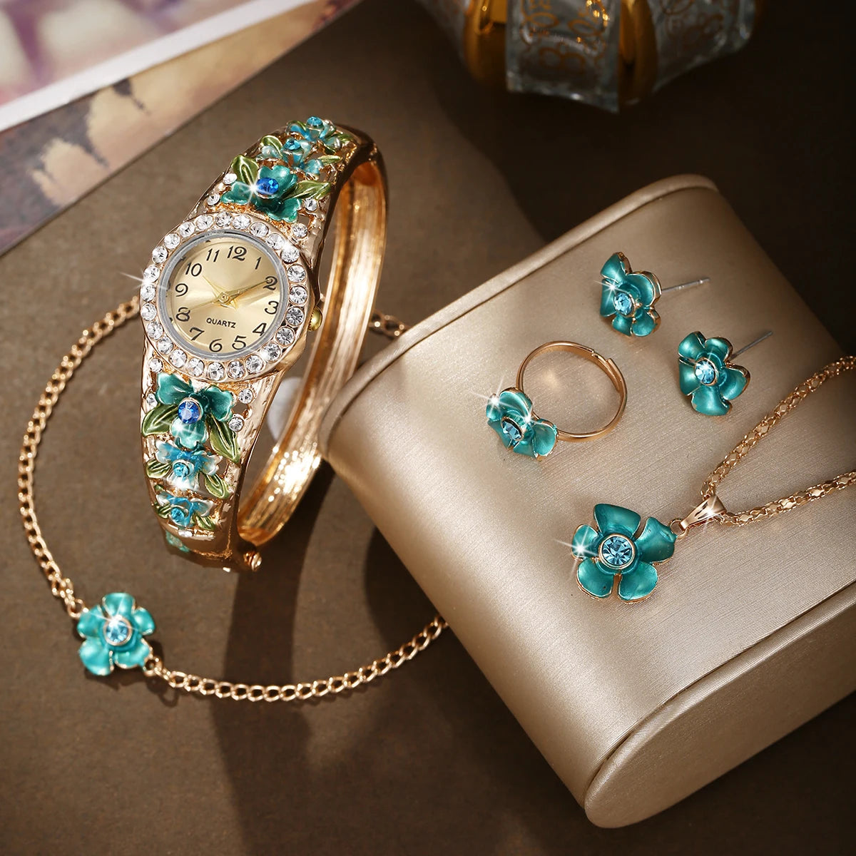 3D flower women's alloy jewelry bracelet watch with intricate floral details, stylish accessory from 𝕄𝕔 𝕋𝕙𝕖 𝔹𝕝𝕒𝕔𝕜 𝔻𝕚𝕒�