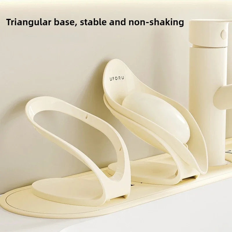 Modern luxury soap dish holder by MC THE BLACK DIAMOND, with self-draining design and leak-proof base for bathroom countertop storage.