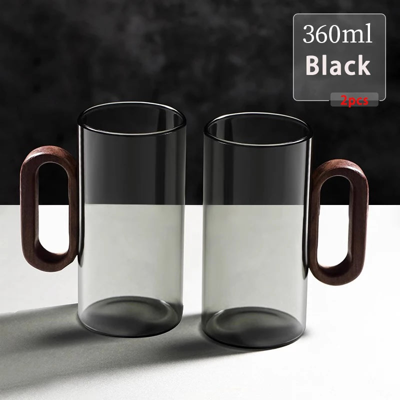 Glass mug with wooden handle from 𝕄𝕔 𝕋𝕙𝕖 𝔹𝕝𝕒𝕔𝕜 𝔻𝕚𝕒𝕞𝕠𝕟�