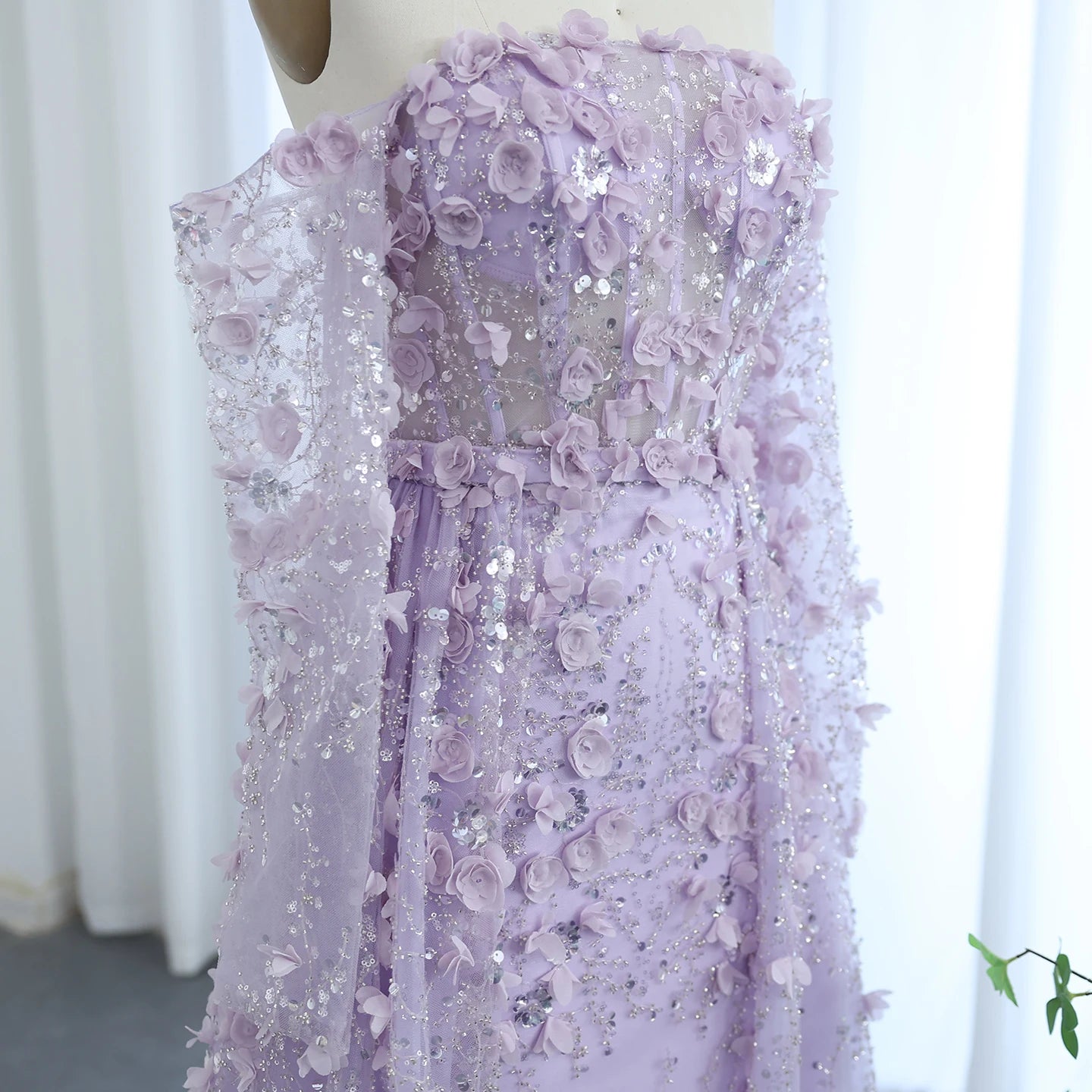 Elegant MC THE BLACK DIAMOND MC Elegant 3D Flowers Dubai evening dress with intricate floral details and stylish design.