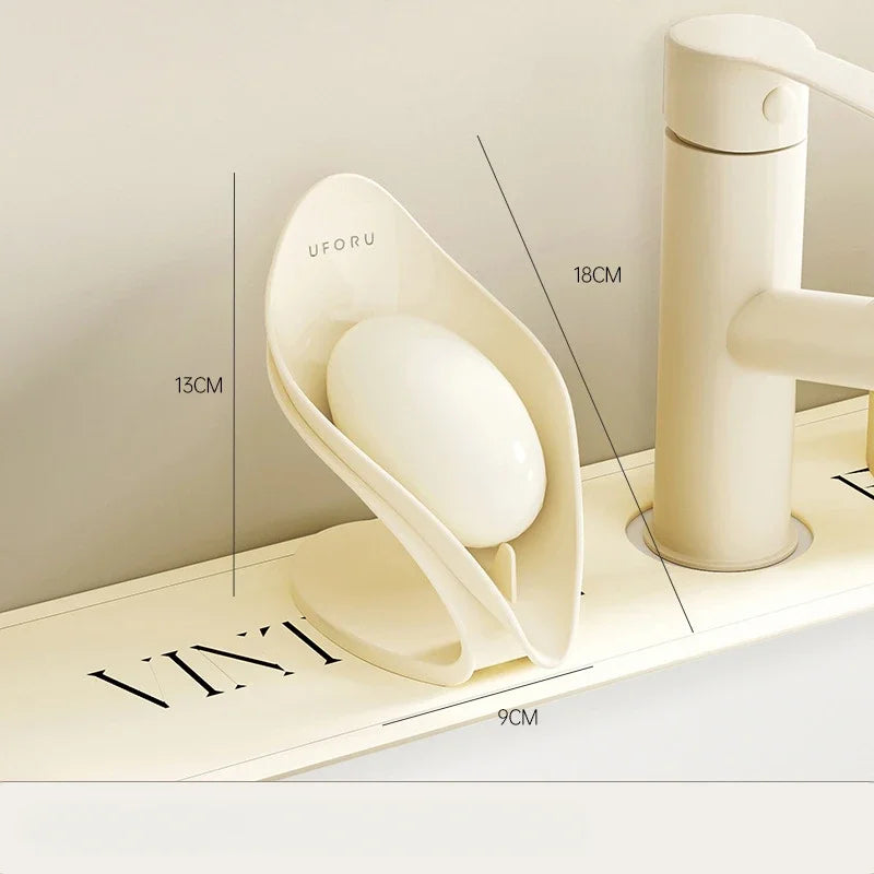 Modern MC THE BLACK DIAMOND soap dish holder with self-draining design and leak-proof base for bathroom countertop storage.