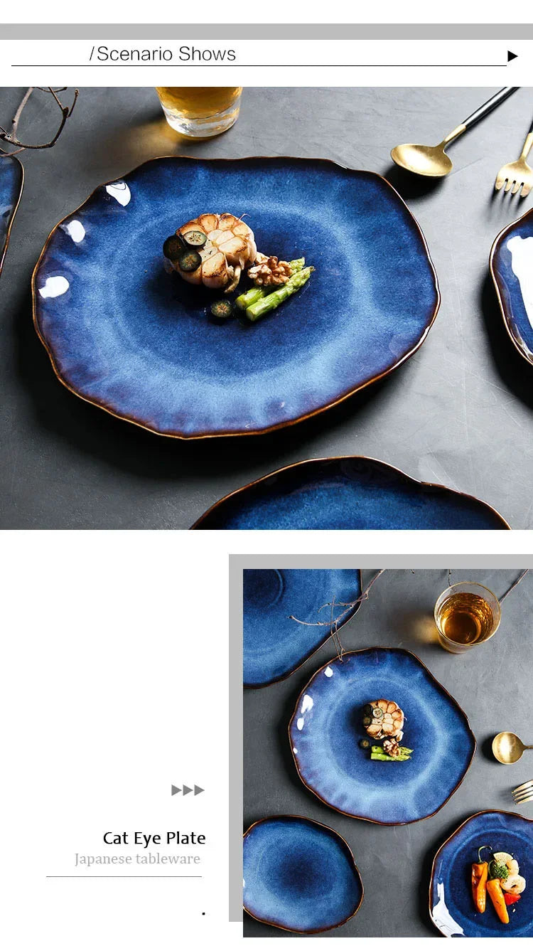 Deep blue ceramic flat plate by 𝕄𝕔 𝕋𝕙𝕖 𝔹𝕝𝕒𝕔𝕜 𝔻𝕚𝕒𝕞𝕠𝕟�