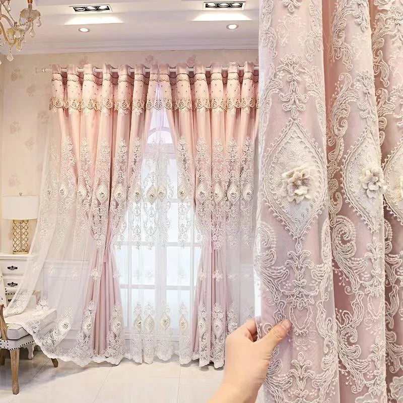 Luxury vintage-style embroidered curtains from MC THE BLACK DIAMOND, featuring intricate embroidery and elegant fabric.