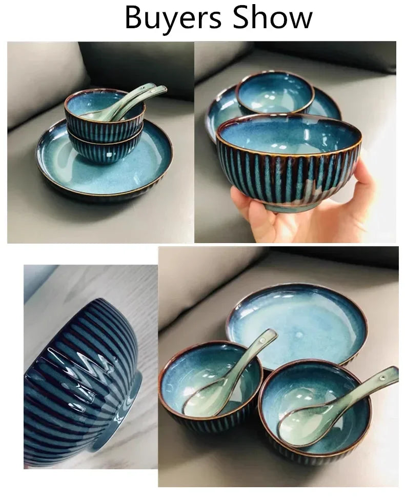 Blue kiln glaze ceramic salad plate from 𝕄𝕔 𝕋𝕙𝕖 𝔹𝕝𝕒𝕔𝕜 𝔻𝕚𝕒𝕞𝕠𝕟�
