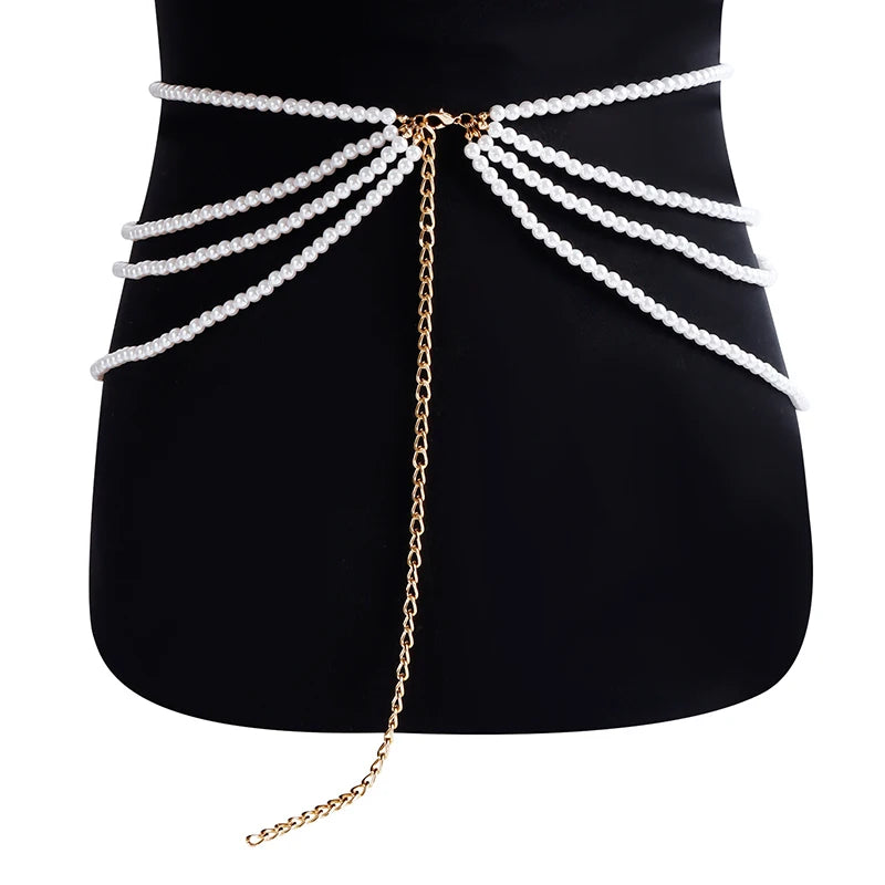 Multilayer pearl waist chain by 𝕄𝕔 𝕋𝕙𝕖 𝔹𝕝𝕒𝕔𝕜 𝔻𝕚𝕒𝕞𝕠𝕟�