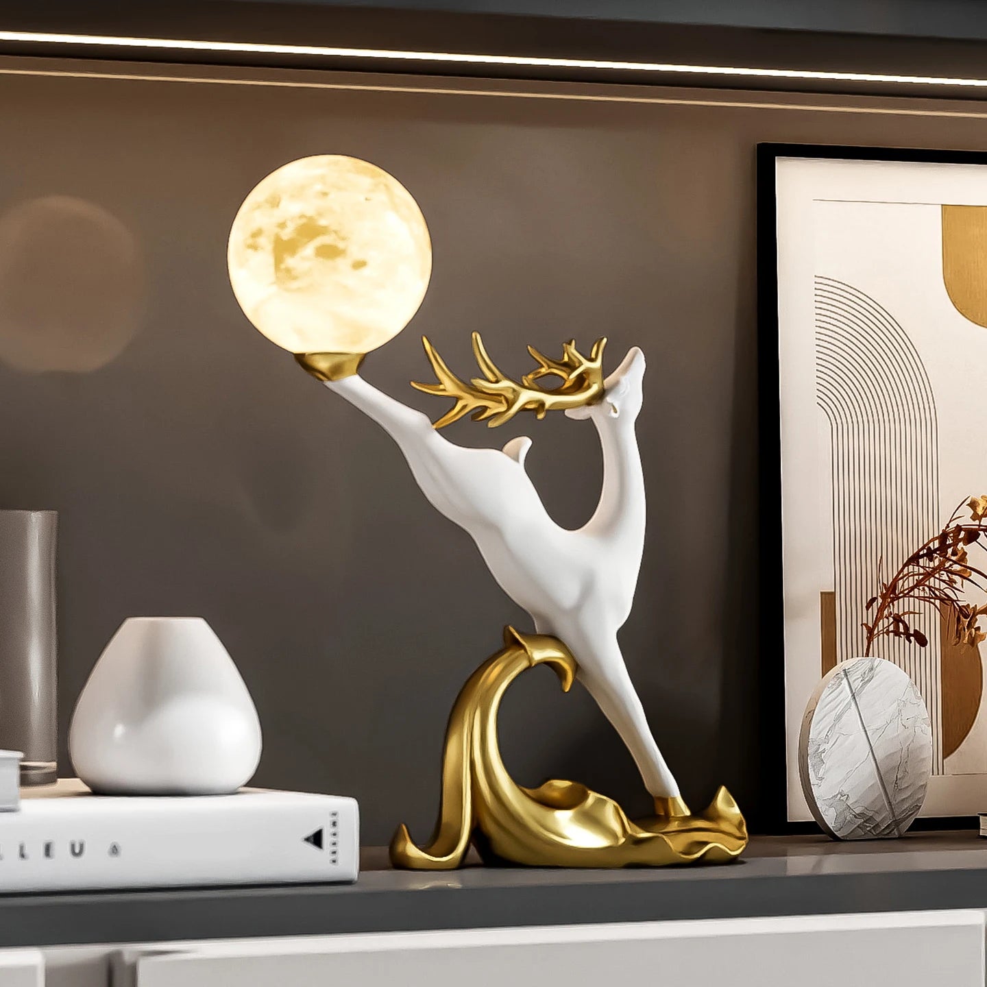 Nordic luxury deer figurine decor by 𝕄𝕔 𝕋𝕙𝕖 𝔹𝕝𝕒𝕔𝕜 𝔻𝕚𝕒𝕞𝕠𝕟