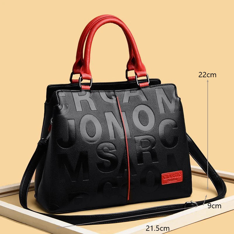 MC THE BLACK DIAMOND PU leather casual crossbody bag for women, large capacity designer tote with shoulder strap for travel and style.