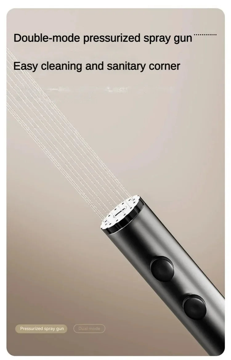 Grey four-function smart digital display shower system with rainfall and pressurized wall-mounted faucet, designed for bathtub and shower.