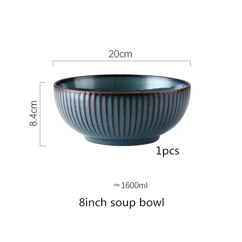 Blue kiln glaze ceramic rice salad plate from 𝕄𝕔 𝕋𝕙𝕖 𝔹𝕝𝕒𝕔𝕜 𝔻𝕚𝕒𝕞𝕠𝕟