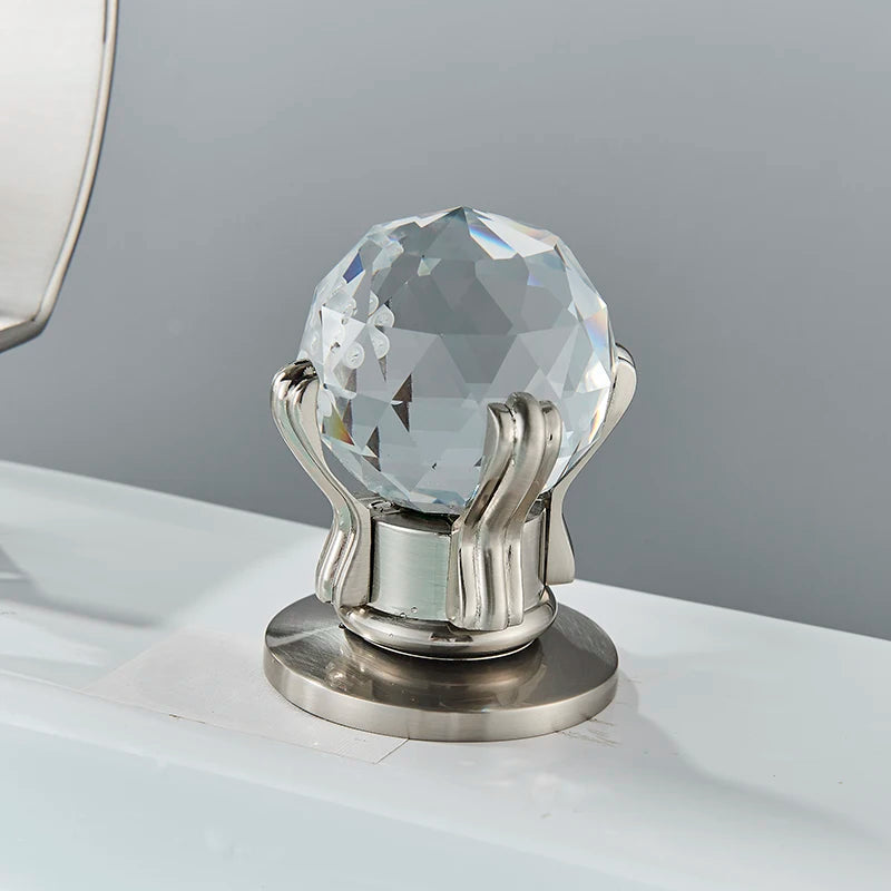 MC THE BLACK DIAMOND Shinesia luxury golden bathroom basin faucet with dual handles for vessel sink, waterfall hot and cold water mixer tap