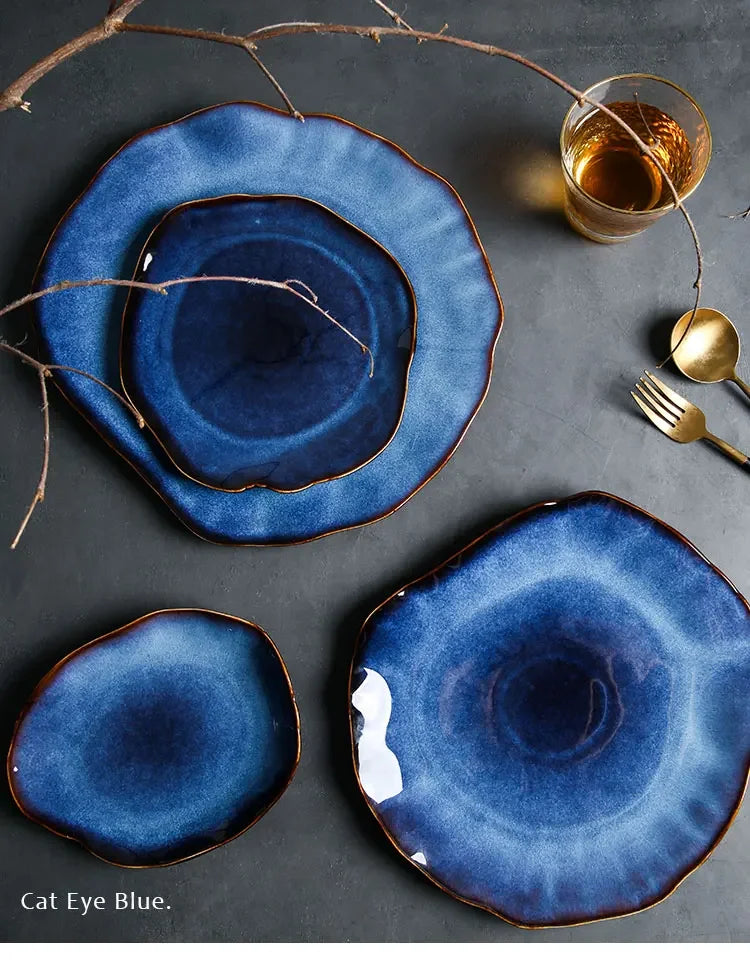 Deep blue ceramic flat plate by 𝕄𝕔 𝕋𝕙𝕖 𝔹𝕝𝕒𝕔𝕜 𝔻𝕚𝕒𝕞𝕠𝕟�