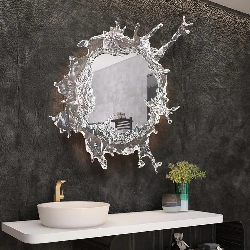 Modern LED wall lamp featuring a flower-shaped art mirror with integrated mirror and lighting from MC THE BLACK DIAMOND.