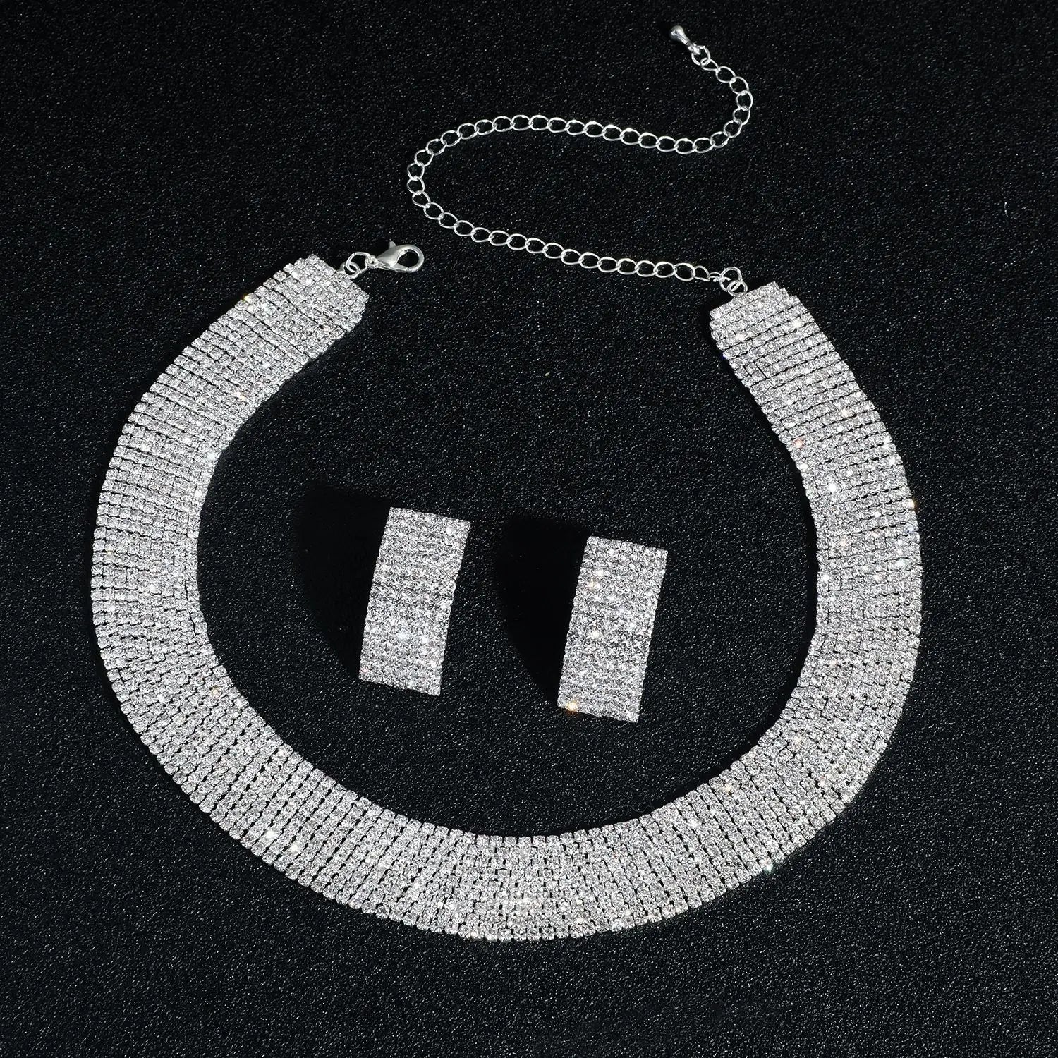 3-piece women's jewelry set with rhinestone earrings and necklace by 𝕄𝕔 𝕋𝕙𝕖 𝔹𝕝𝕒𝕔𝕜 𝔻𝕚𝕒𝕞�