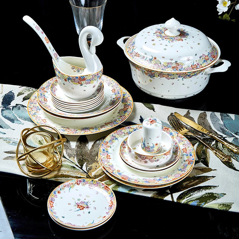 Porcelain dinnerware set with 50 pieces featuring star design from 𝕄𝕮 𝕋𝕙𝕖 𝔹𝕝𝕒𝕔𝕜 𝔻𝕚𝕒𝕞�
