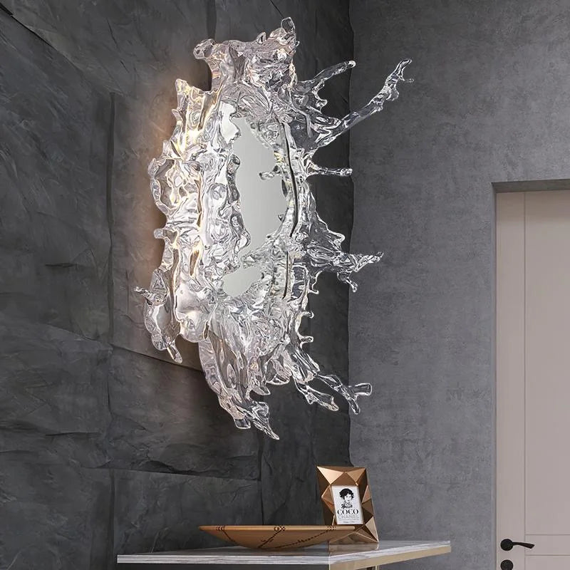 Modern LED wall lamp with art water flower and mirror design by MC The Black Diamond, wall-mounted lighting fixture.