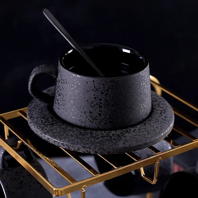 High-grade frosted coffee cup and saucer set by 𝕄𝕮 𝕋𝕙𝕖 𝔹𝕝𝕒𝕔𝕜 𝔻𝕚𝕒𝕞𝕠