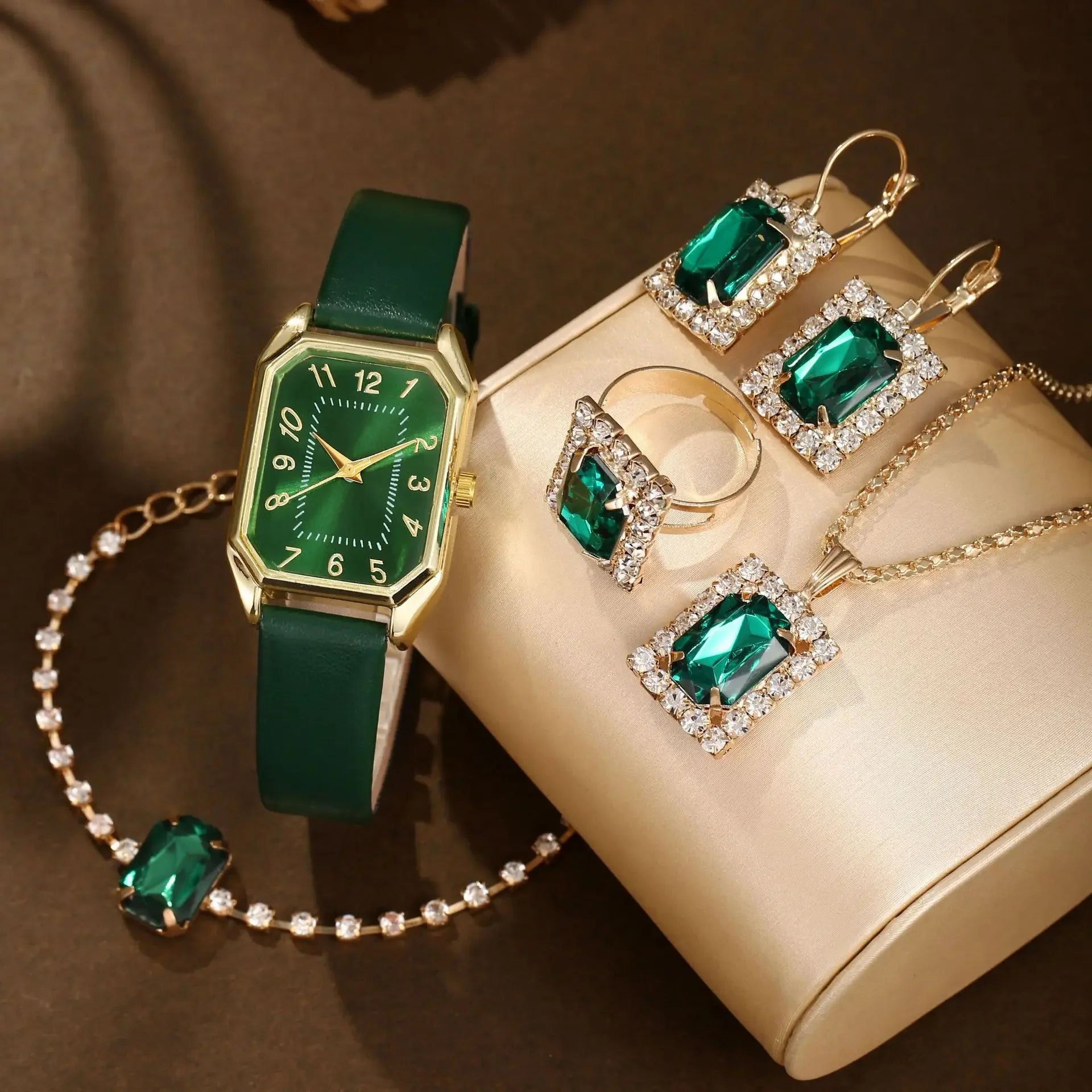 Luxury fashion square women's watch from Mohammad Collection, featuring a sleek jewelry design with a stylish face and band.
