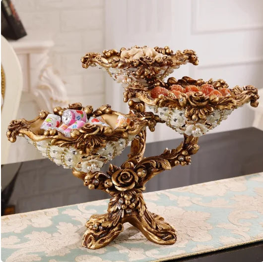 European Resin Diamond Fruit Plate decorative bowl by MC THE BLACK DIAMOND, featuring dried fruits and candy for home decor.