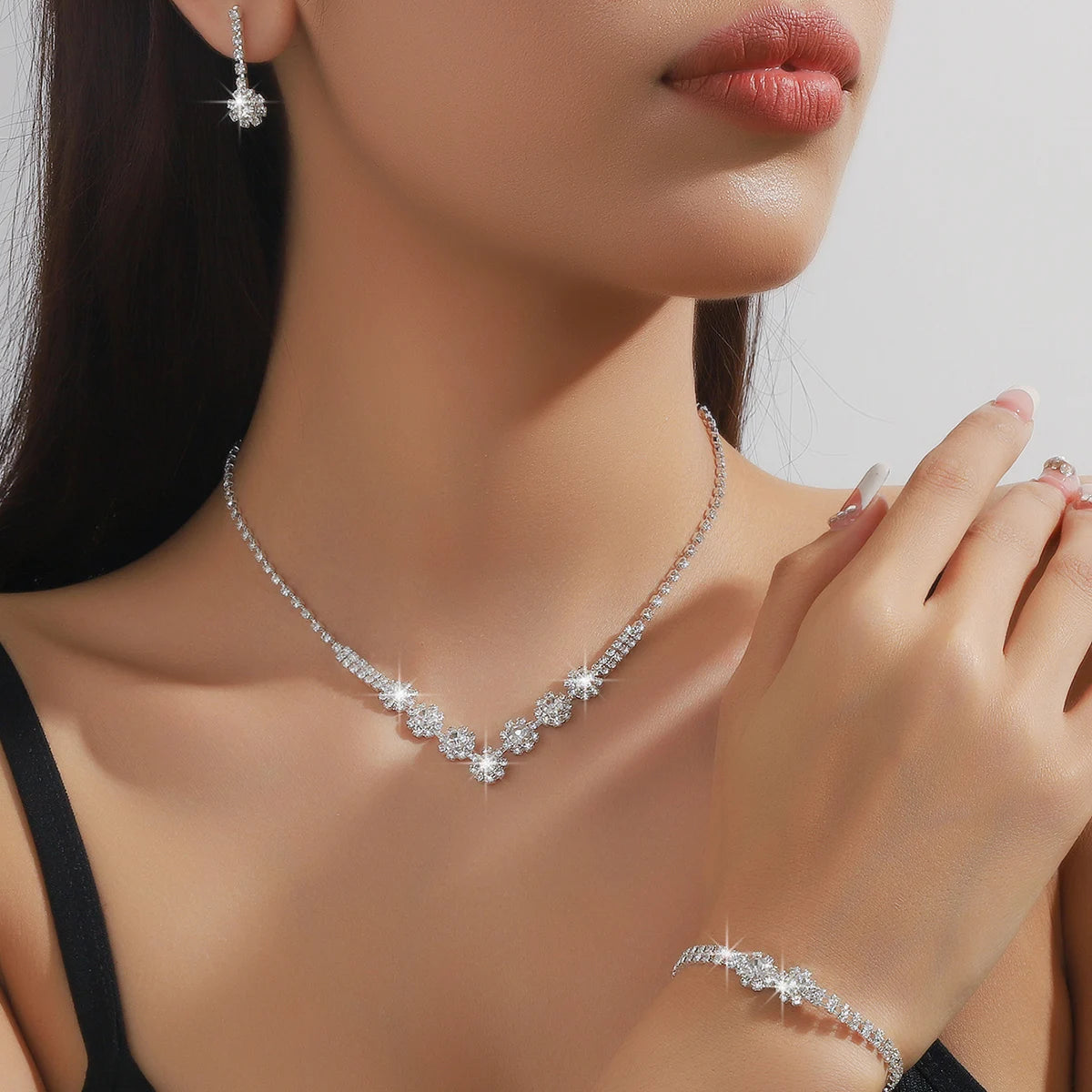 Wedding Season women's jewelry set featuring copper claw chain water drop necklace, earrings, and bracelet by 𝕄𝕔 𝕋𝕙𝕖 𝔹𝕝𝕒𝕔𝕜 𝔻𝕚�