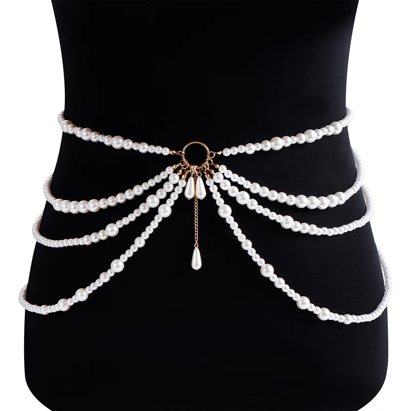 Multilayer pearl waist chain for women by 𝕄𝕔 𝕋𝕙𝕖 𝔹𝕝𝕒𝕔𝕜 𝔻𝕚𝕒𝕞𝕠�