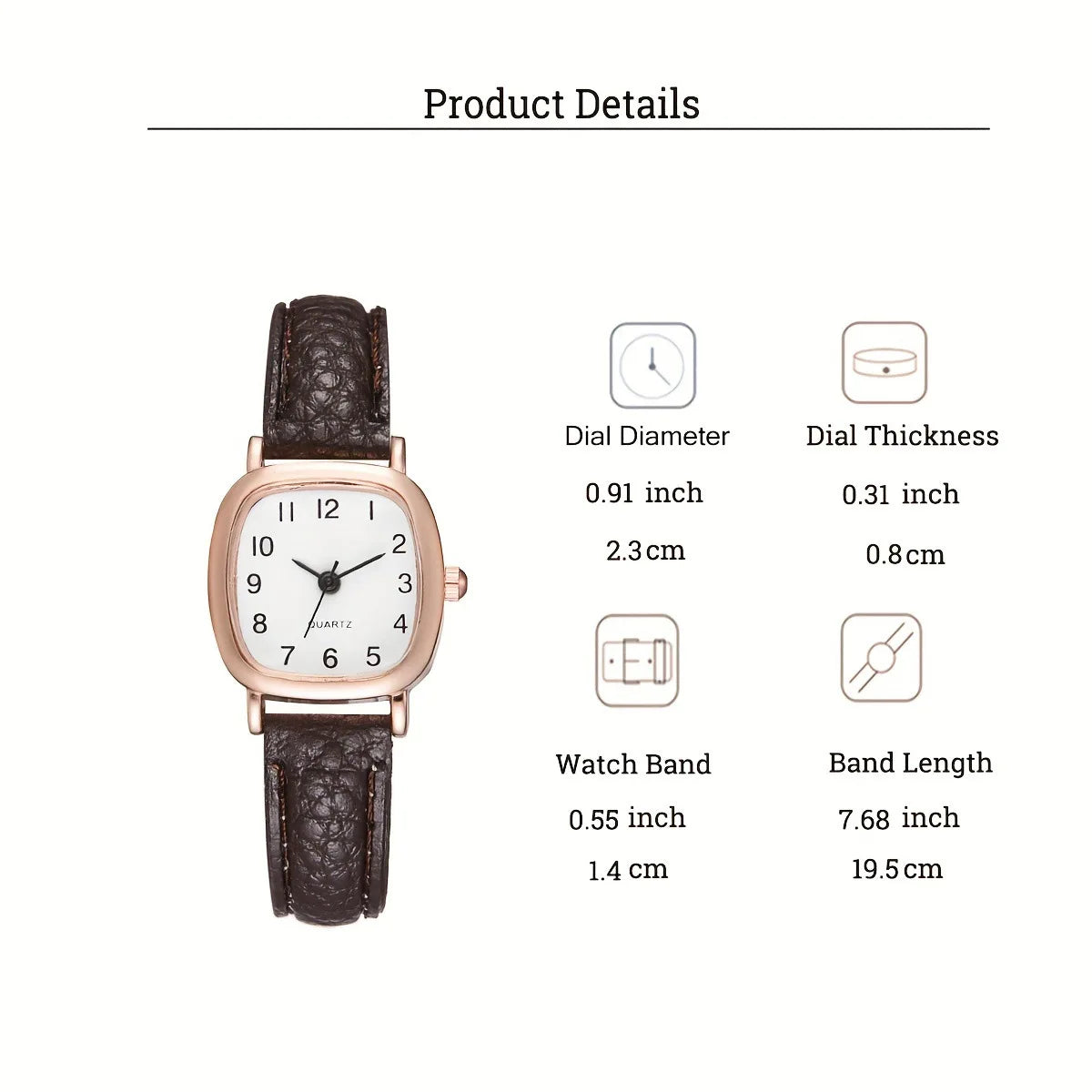 MC THE BLACK DIAMOND Kegllect Square Women's Vintage Belt Quartz Watch with small dial and simple design.