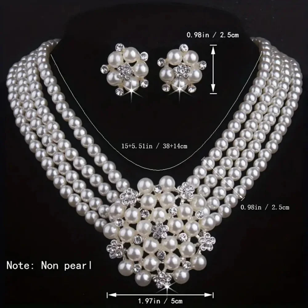Vintage style pearl wedding jewelry set with necklace and earrings from MC THE BLACK DIAMOND, ideal for weddings and special occasions.
