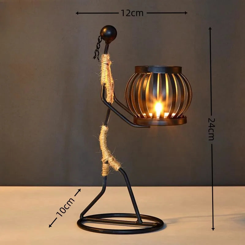 Nordic metal candle holder with abstract character sculpture, handmade figurine decor by 𝕄𝕔 𝕋𝕙𝕖 𝔹𝕝𝕒𝕔𝕜 𝔻𝕚𝕒�