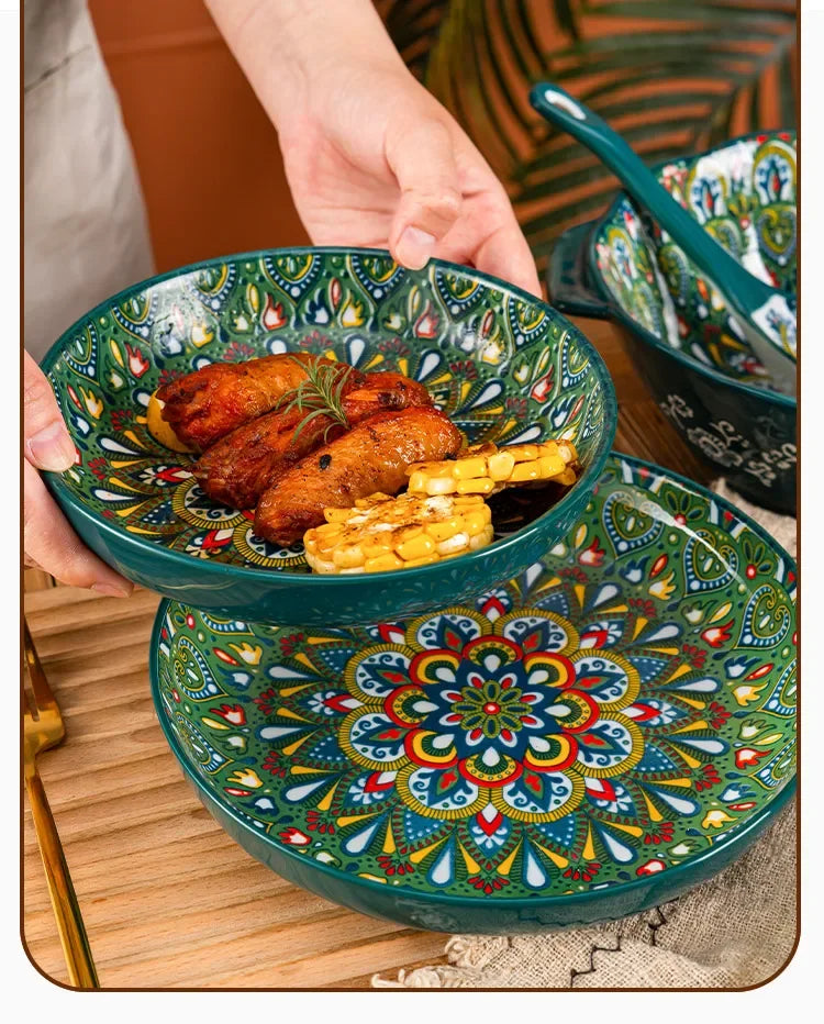 Bohemia ceramic rice bowl serving plate by 𝕄𝕔 𝕋𝕙𝕖 𝔹𝕝𝕒𝕔𝕜 𝔻𝕚𝕒𝕞𝕠�