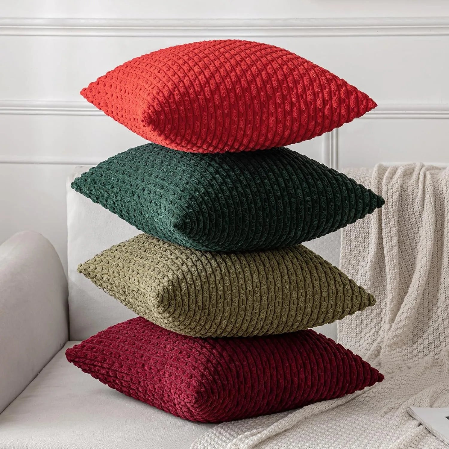 Dark green 16x16 inch corduroy throw pillow cover from 𝕄𝕔 𝕋𝕙𝕖 𝔹𝕝𝕒𝕔𝕜 𝔻𝕚𝕒𝕞